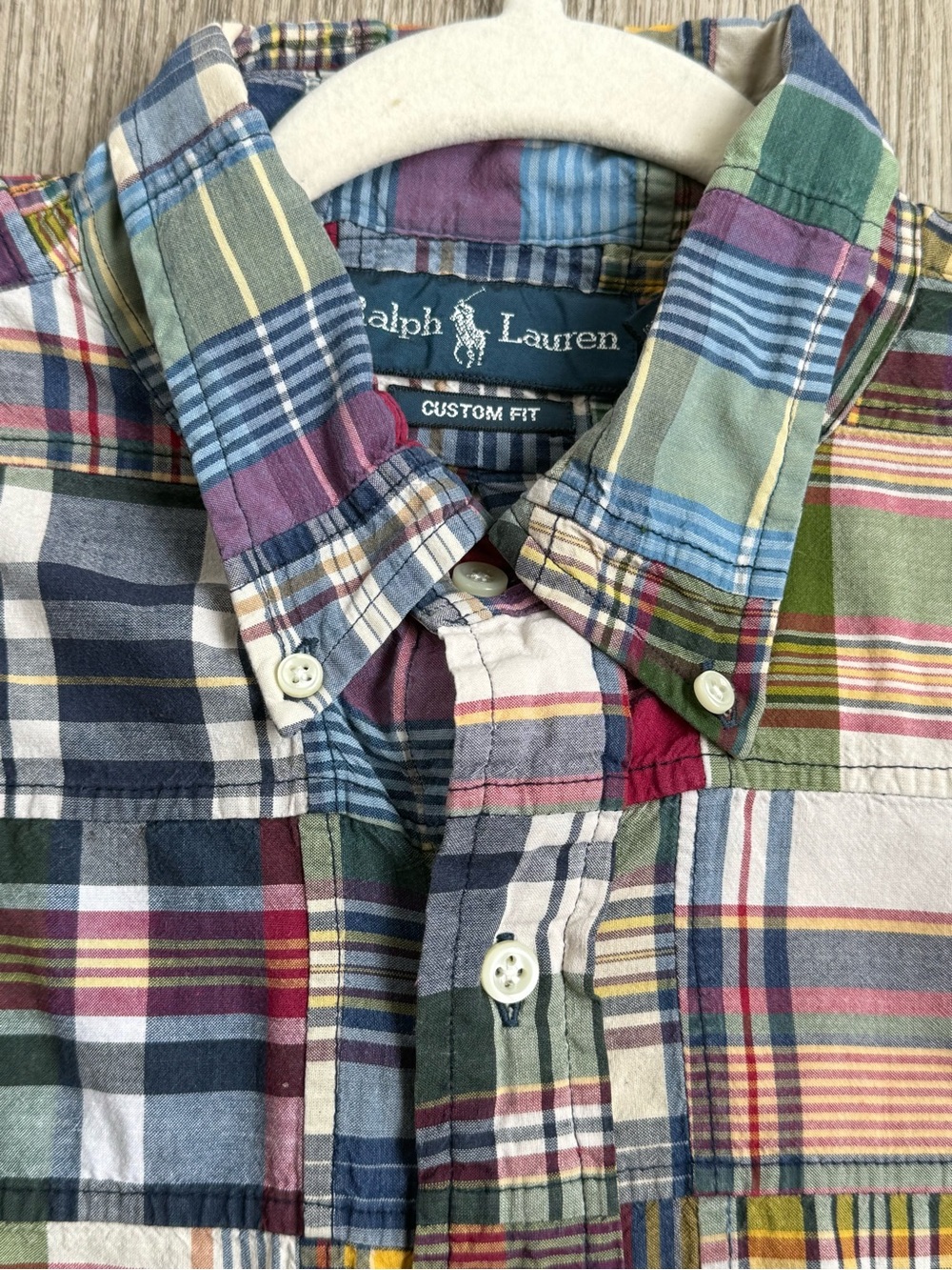 Polo Ralph Lauren Men’s M Custom Fit Madras Patchwork Shirt - Picture 4 of 9